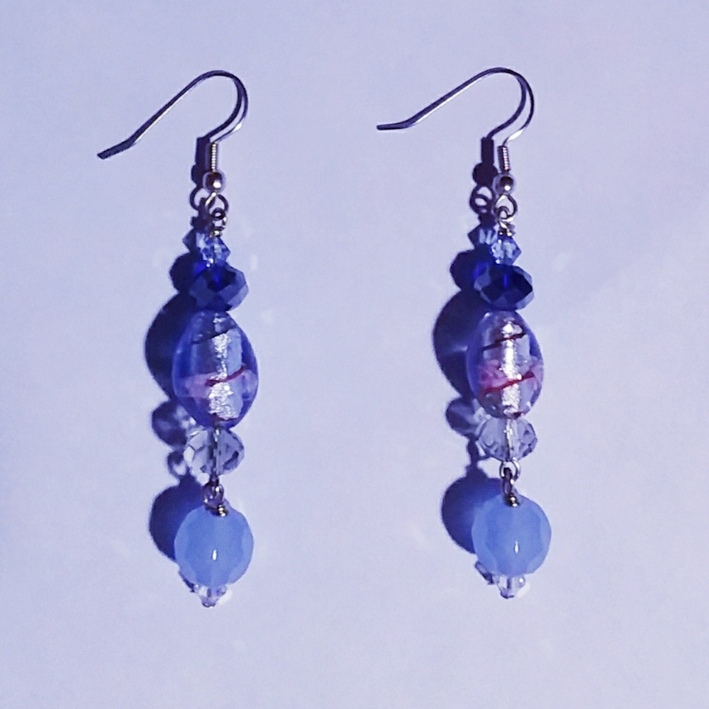 Light Blue Crystal Earrings๐ - Picture 5 of 5